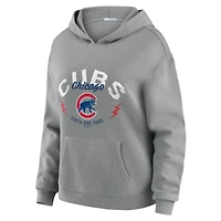 Women's WEAR by Erin Andrews Gray Chicago Cubs Waffle-Knit Long-Sleeve Hoodie & Lounge Pant Set