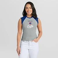 Women's WEAR by Erin Andrews  Heather Gray Chicago Cubs Cropped Raglan Tank Top