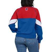 Women's WEAR by Erin Andrews Red/Royal Chicago Cubs Color Block Crew Neck Pullover Sweatshirt