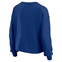 Women's WEAR by Erin Andrews Royal Chicago Cubs Heavy Rugby Jersey Cropped Long Sleeve T-Shirt & Shorts Lounge Set
