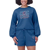 Ensemble de détente pour femme WEAR by Erin Andrews Royal Chicago Cubs en molleton délavé avec sweat-shirt et short