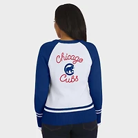 Women's WEAR by Erin Andrews White Chicago Cubs Colorblock Raglan Sweater