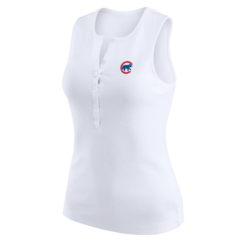 Débardeur Henley côtelé blanc pour femme WEAR by Erin Andrews des Chicago Cubs