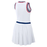 Women's WEAR by Erin Andrews White Chicago Cubs Zip-Front Pleated Tri-Blend Scoop Neck Tank Dress