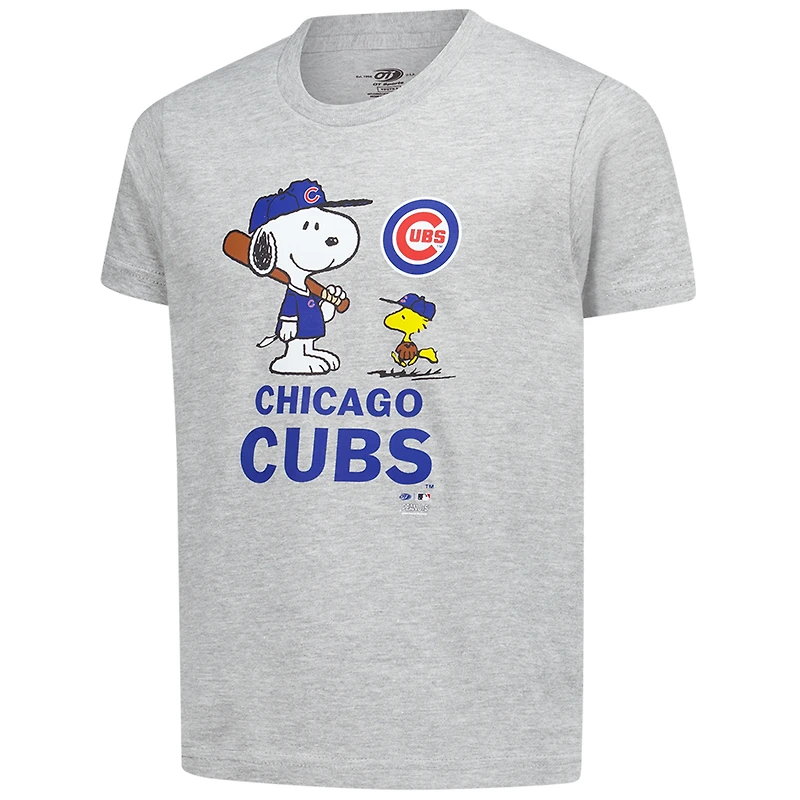Youth  Heather Gray Chicago Cubs Peanuts Snoopy T-Shirt