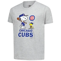 Youth  Heather Gray Chicago Cubs Peanuts Snoopy T-Shirt