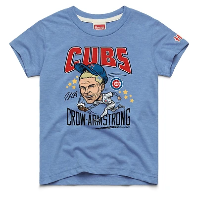 Youth Homage Pete Crow-Armstrong Light Blue Chicago Cubs Caricature Tri-Blend T-Shirt