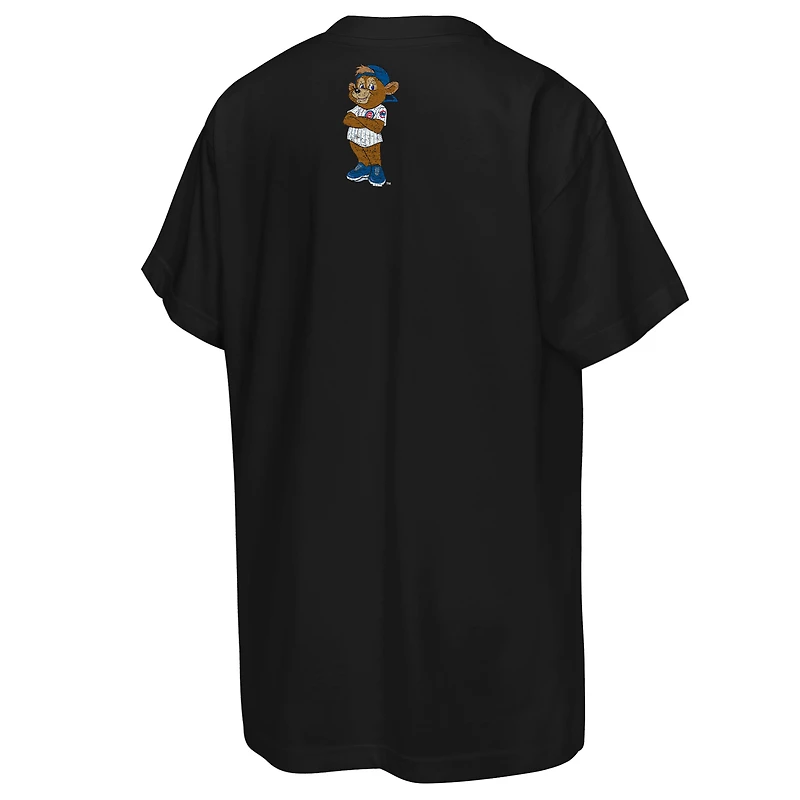 T-shirt Mitchell & Ness noir pour jeunes, mascotte des Cubs de Chicago, grand visage