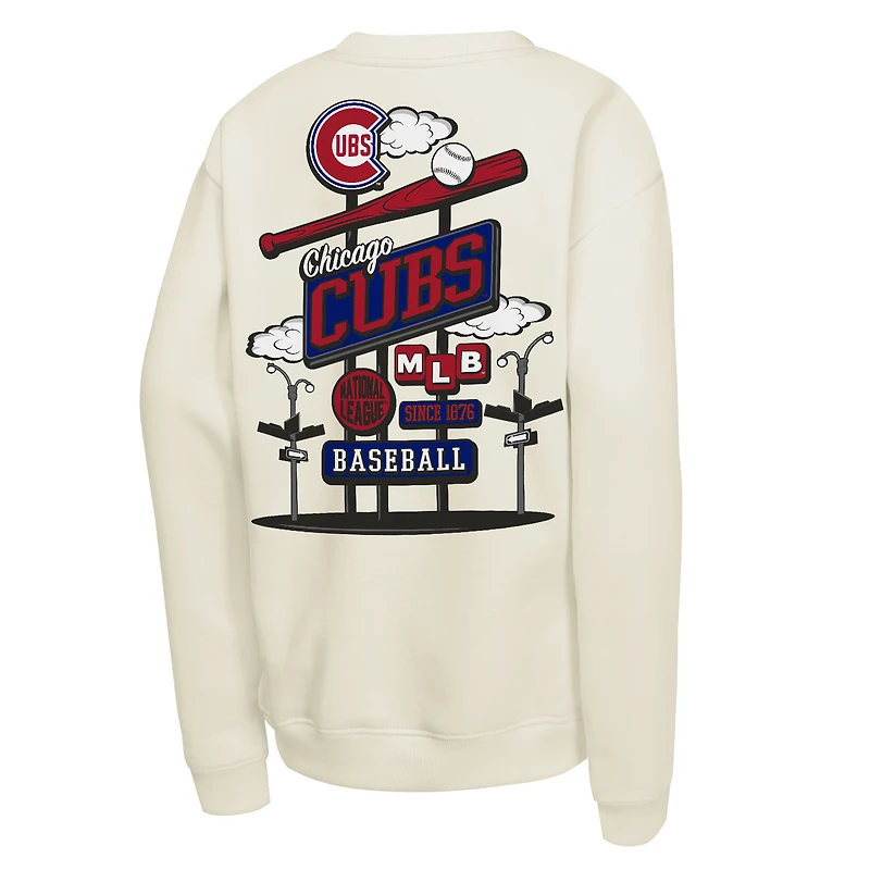 Sweat-shirt rétro Mitchell & Ness naturel Chicago Cubs pour enfant