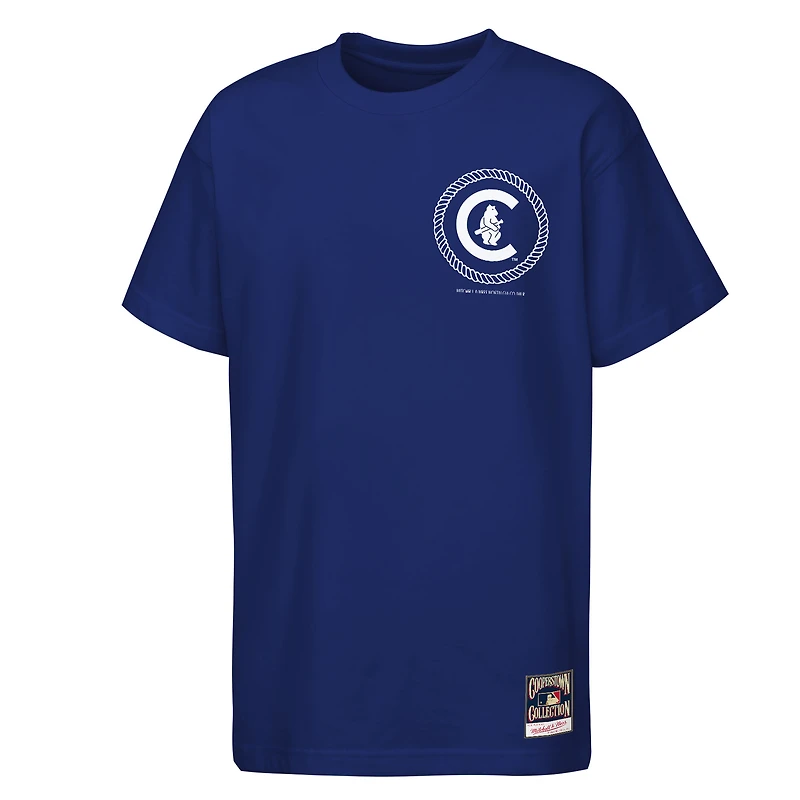 Youth Mitchell & Ness  Navy Chicago Cubs Cooperstown Rodeo Rope T-Shirt