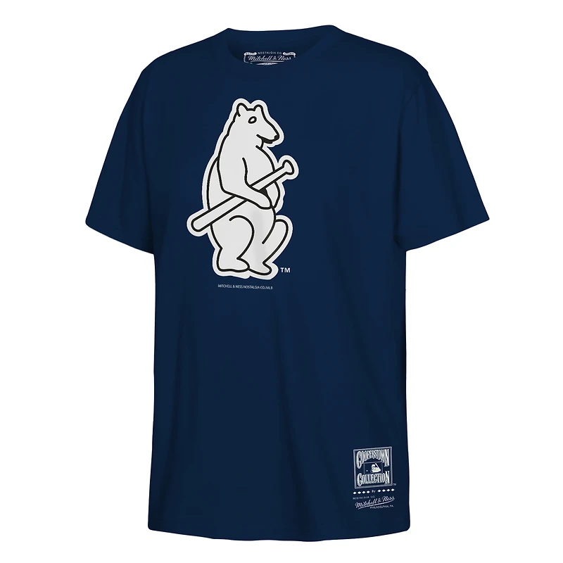 Youth Mitchell & Ness Navy Chicago Cubs Retro Logo T-Shirt