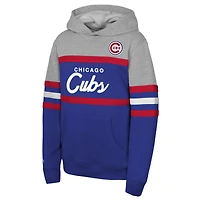 Sweat à capuche Mitchell & Ness pour enfant, bleu roi/gris, Chicago Cubs, Cooperstown, entraîneur-chef