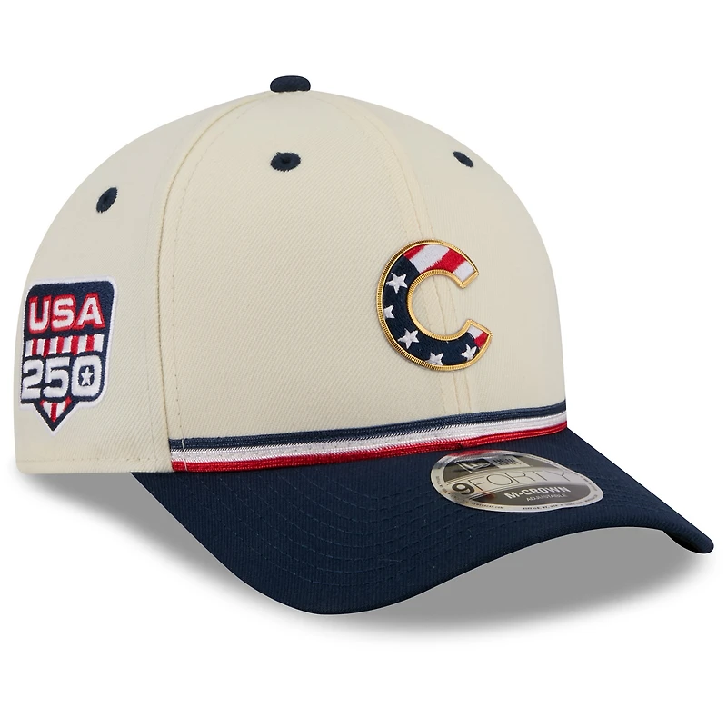 Casquette ajustable New Era crème/marine Chicago Cubs USA 250 9FORTY M-Crown pour jeunes
