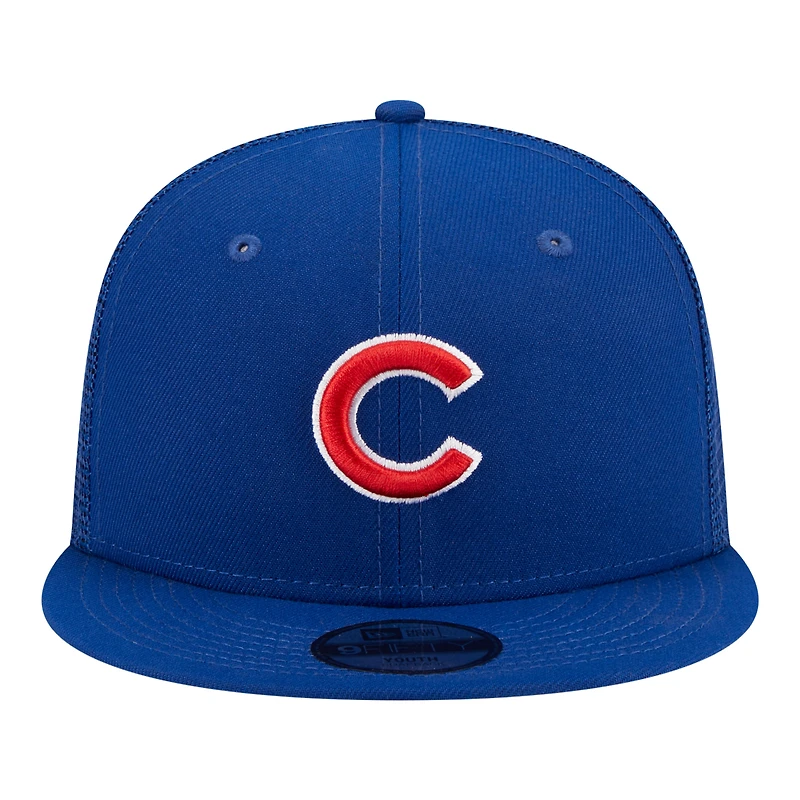 Casquette trucker snapback New Era Royal Chicago Cubs 9FIFTY pour jeunes