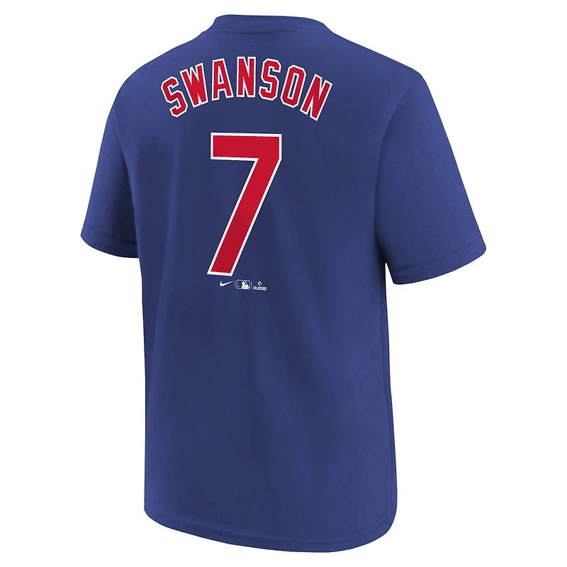 Youth Nike Dansby Swanson Royal Chicago Cubs Home Player Name & Number T-Shirt