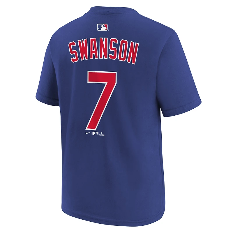 Youth Nike Dansby Swanson Royal Chicago Cubs Name & Number T-Shirt