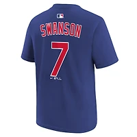Youth Nike Dansby Swanson Royal Chicago Cubs Name & Number T-Shirt