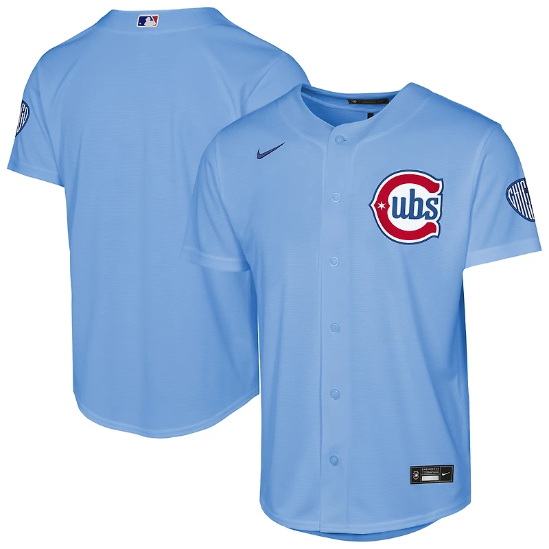 Maillot de stade Nike bleu clair pour jeunes des Cubs Chicago, modèle alternatif 2
