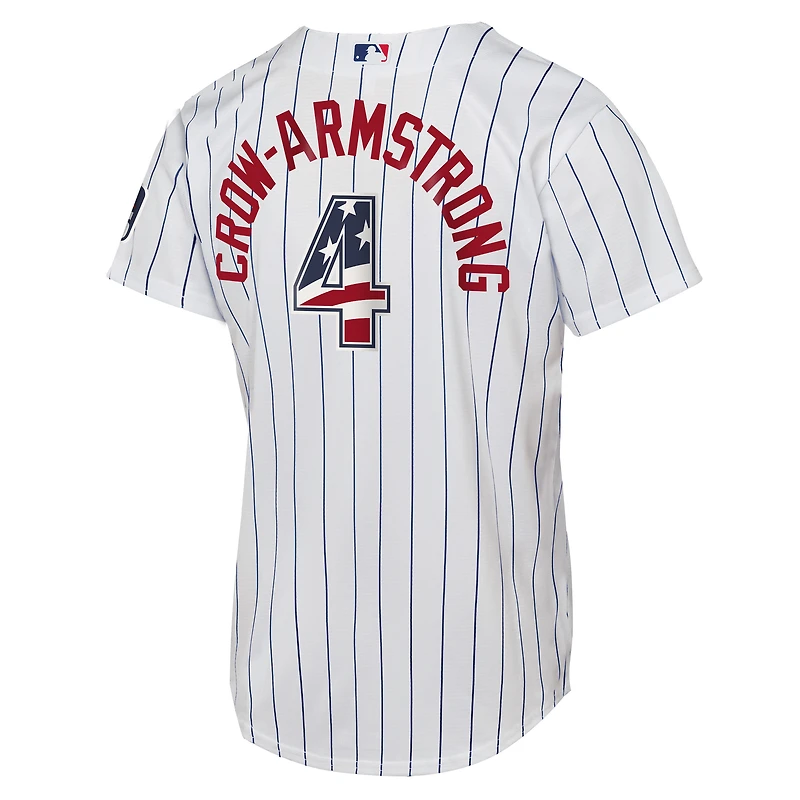 Youth Nike Pete Crow-Armstrong White Chicago Cubs USA 250 Fourth of July Home Replica Jersey