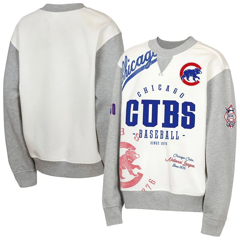 Sweat-shirt en polaire Youth Outerstuff crème/gris Chicago Cubs Big League Power Hit