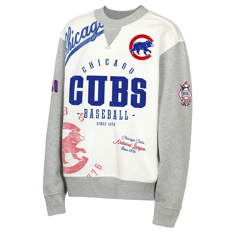 Youth Outerstuff Cream/Gray Chicago Cubs Big League Power Hit Fleece Sweatshirt
