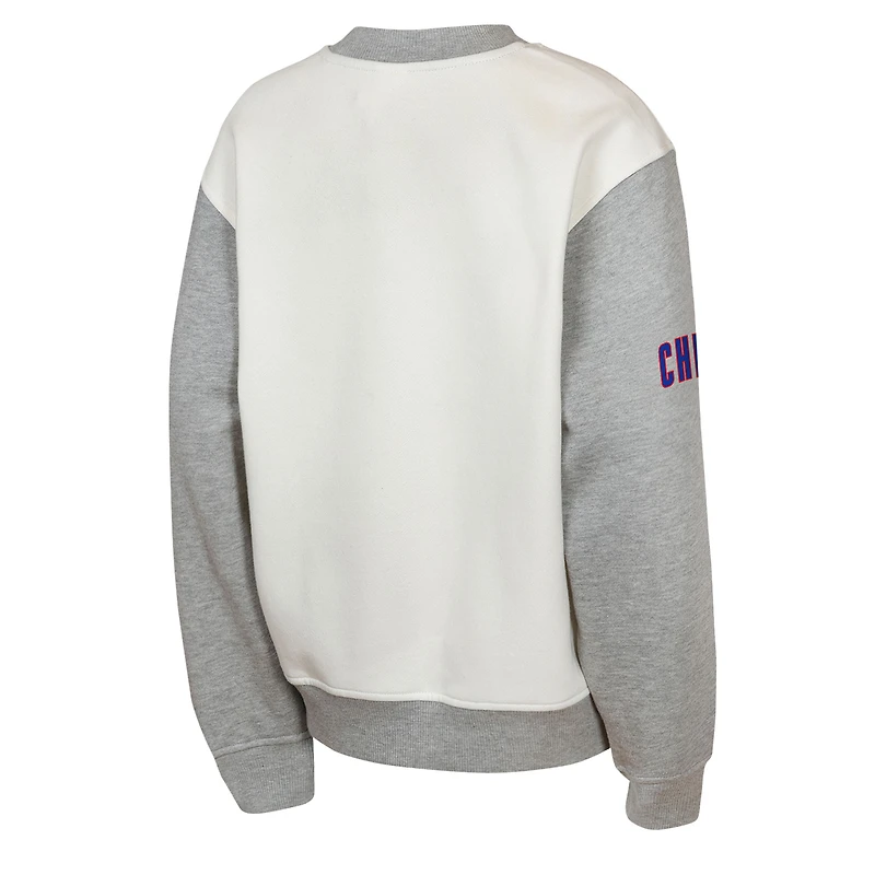 Youth Outerstuff Cream/Gray Chicago Cubs Big League Power Hit Fleece Sweatshirt