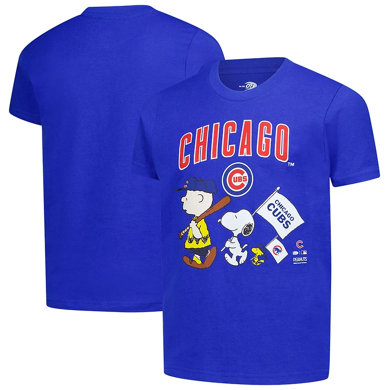 T-shirt pour enfant Royal Chicago Cubs Peanuts Flag