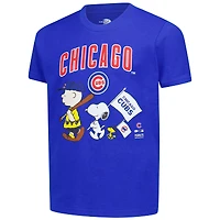 Youth  Royal Chicago Cubs Peanuts Flag T-Shirt