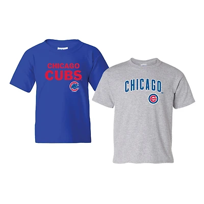 Youth Soft as a Grape  Royal/Heather Gray Chicago Cubs 2-Pack Logo T-Shirt Set