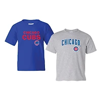 Youth Soft as a Grape  Royal/Heather Gray Chicago Cubs 2-Pack Logo T-Shirt Set