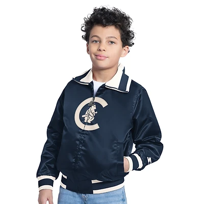 Veste universitaire zippée intégrale Youth Starter Navy Chicago Cubs The Captain Jr. Collection Cooperstown