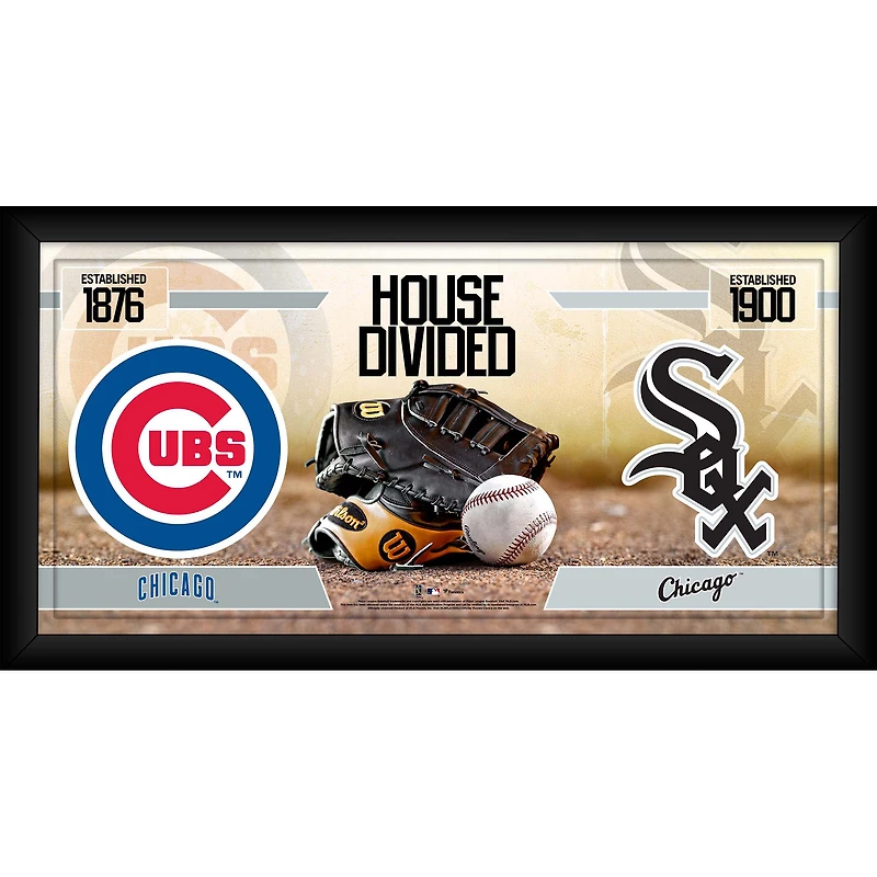 Collage encadré de baseball des Chicago Cubs contre les Chicago White Sox 10" x 20"
