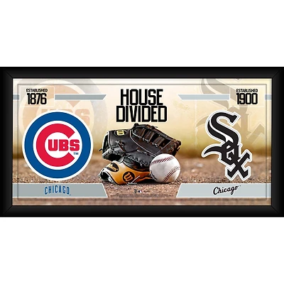 Collage encadré de baseball des Chicago Cubs contre les Chicago White Sox 10" x 20"
