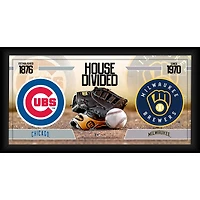 Collage encadré de baseball des Chicago Cubs contre les Milwaukee Brewers 10" x 20"
