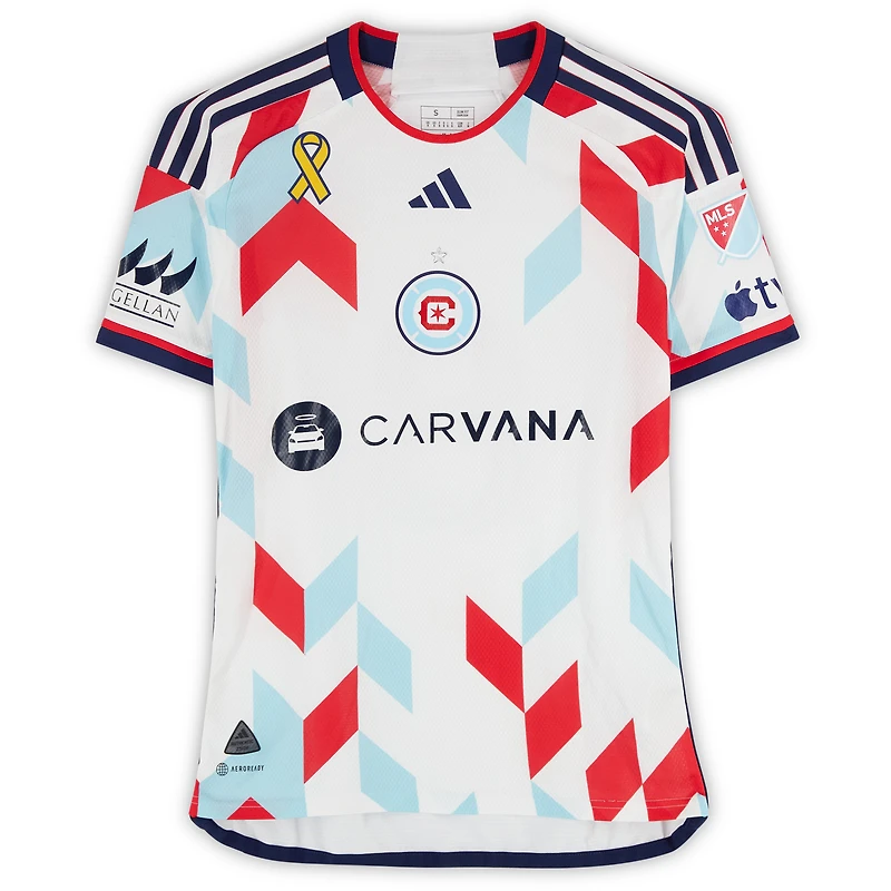 Federico Navarro Chicago Fire Autographed Match-Used #31 White adidas Jersey from the 2024 MLS Season - Size S