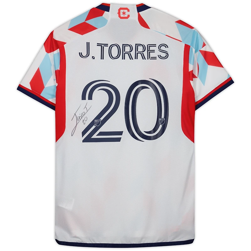 Jairo Torres Chicago Fire Autographed Fanatics Authentic Match-Used #20 White Jersey from the 2023 MLS Season