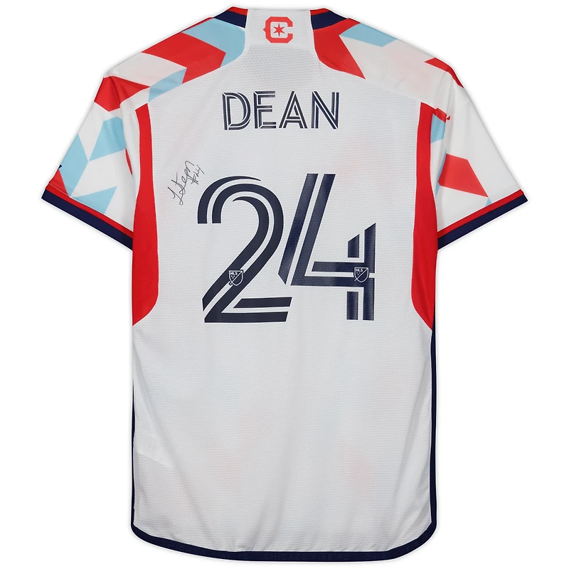 Jonathan Dean Chicago Fire Autographed Fanatics Authentic Match-Used #24 White Jersey from the 2023 MLS Season