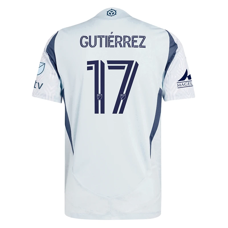 Men's adidas Brian Gutierrez Light Blue Chicago Fire 2025 The Municipal Kit Authentic Player Jersey