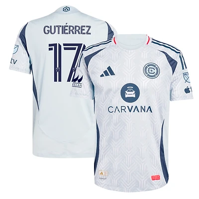 Maillot de joueur authentique adidas Brian Gutierrez Chicago Fire 2025 The Municipal Kit bleu clair pour homme