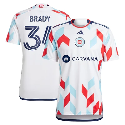 Men's adidas Chris Brady White Chicago Fire 2024 A Kit For All Replica Player Jersey