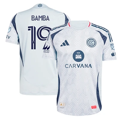 Maillot de joueur authentique The Municipal Kit Chicago Fire 2025 bleu clair adidas Jonathan Bamba pour homme