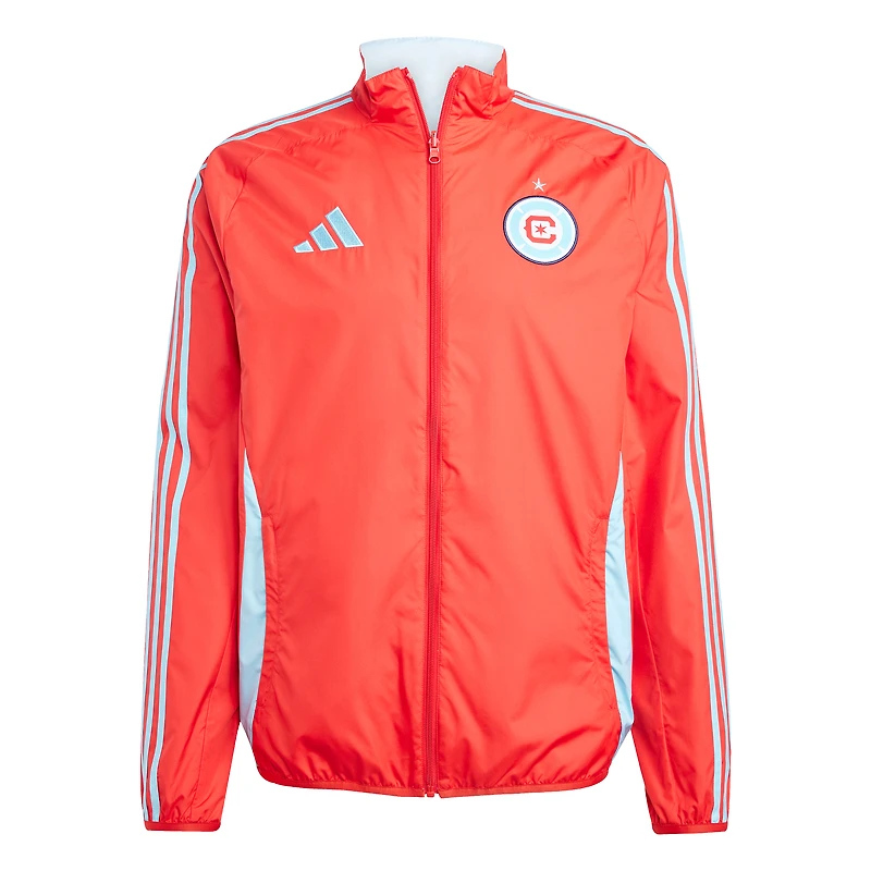 Veste zippée réversible adidas Chicago Fire 2025 Anthem pour homme Rouge/Bleu clair