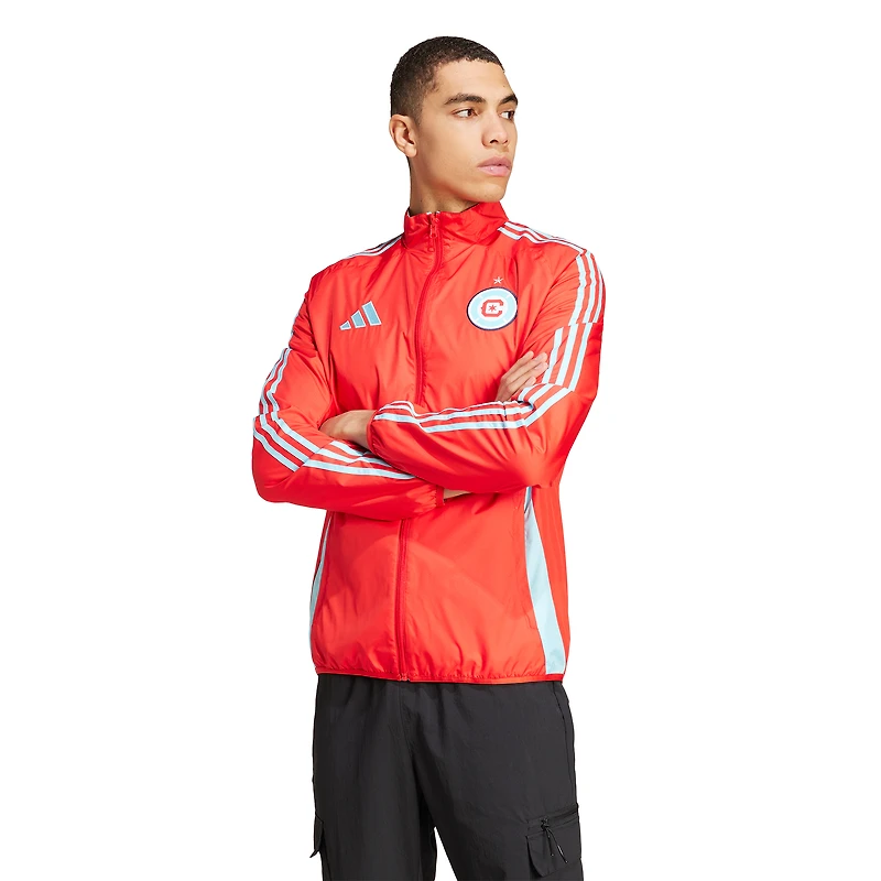 Veste zippée réversible adidas Chicago Fire 2025 Anthem pour homme Rouge/Bleu clair