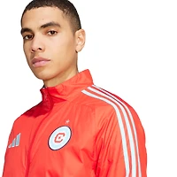Veste zippée réversible adidas Chicago Fire 2025 Anthem pour homme Rouge/Bleu clair