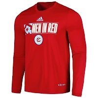 Men's adidas Red Chicago Fire 2024 Jersey Hook AEROREADY Long Sleeve T-Shirt