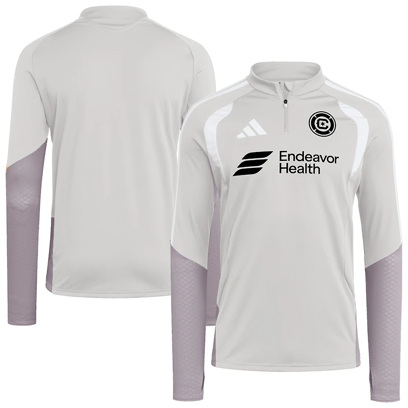 Men's adidas Silver Chicago Fire 2026 Tiro Competition Quarter-Zip Training Top