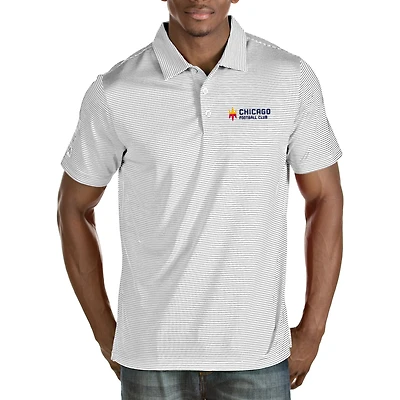 Men's Antigua White/Silver Chicago Fire Wordmark Quest Polo