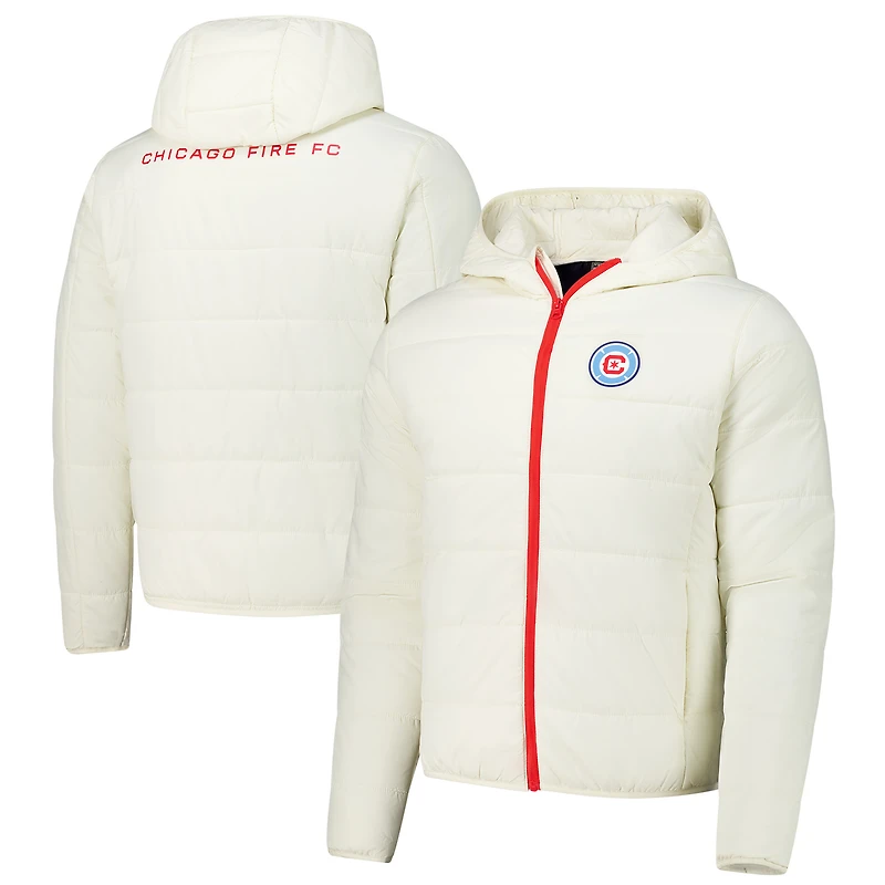 Men's Cream Chicago Fire Padded Pro Hoodie Full-Zip Jacket
