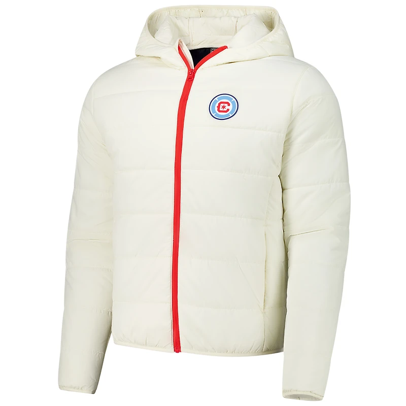 Men's Cream Chicago Fire Padded Pro Hoodie Full-Zip Jacket