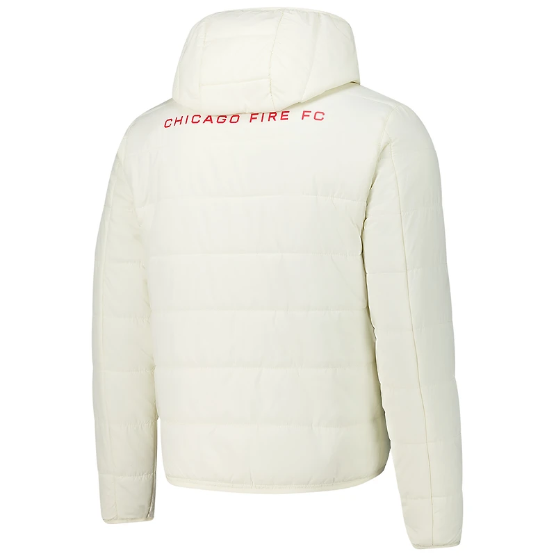 Veste à capuche entièrement zippée Chicago Fire Pro pour homme, couleur crème